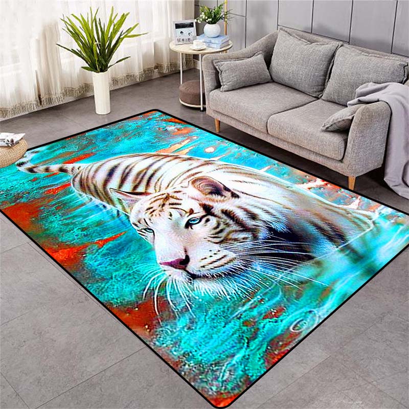 Модный ковер с рисунком тигра на полу, большой ковер с 3D принтом животных, мягкий коврик для гостиной, впитывающий противоскользящий коврик для ванной комнаты
