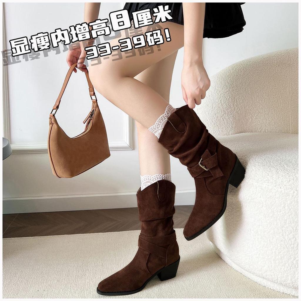 Women's Hidden Heel Western Chunky Ankle Boots - Autumn/Winter 2025 British Style Slimming Martin Boots