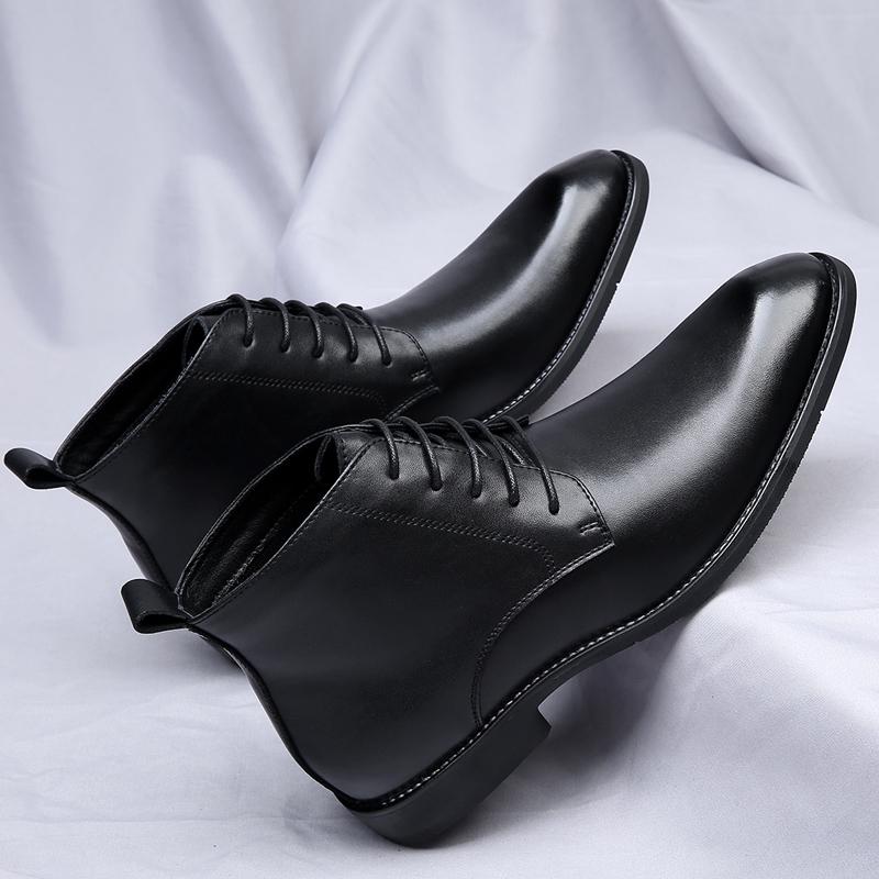 Модные мужские туфли в винтажном стиле, удобные мужские кожаные повседневные ботинки, деловые туфли, высокие мужские ботильоны на шнуровке, базовые ботинки