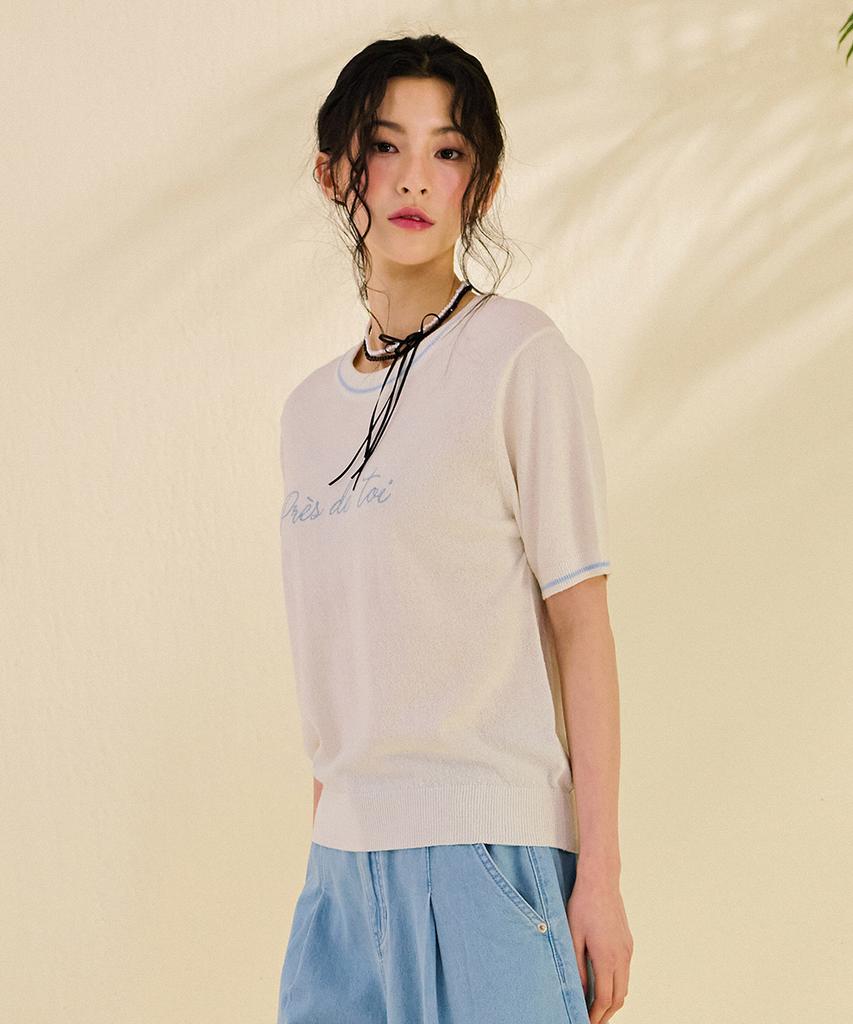 CHASECULT Women'S Embroidered Point Short Sleeve Sweater-Dbrg5674D0A