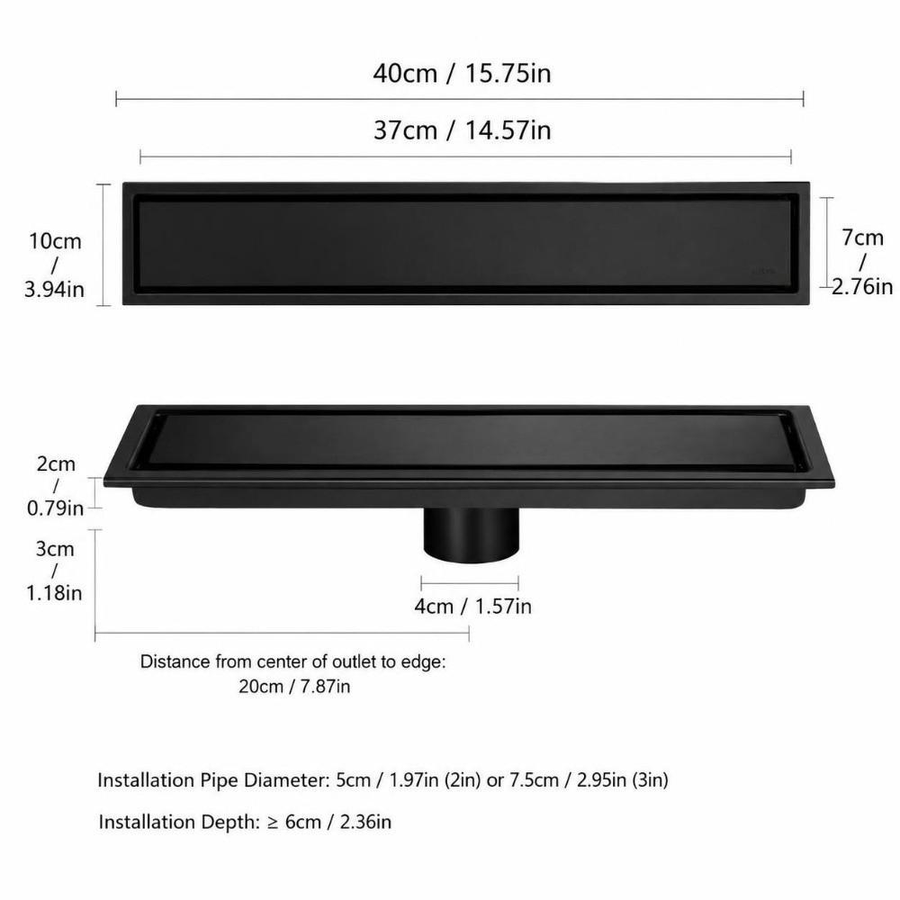 Rectangle Shower Drain Invisible Floor Drain Large Capacity Linear Floor Drain Kitchen