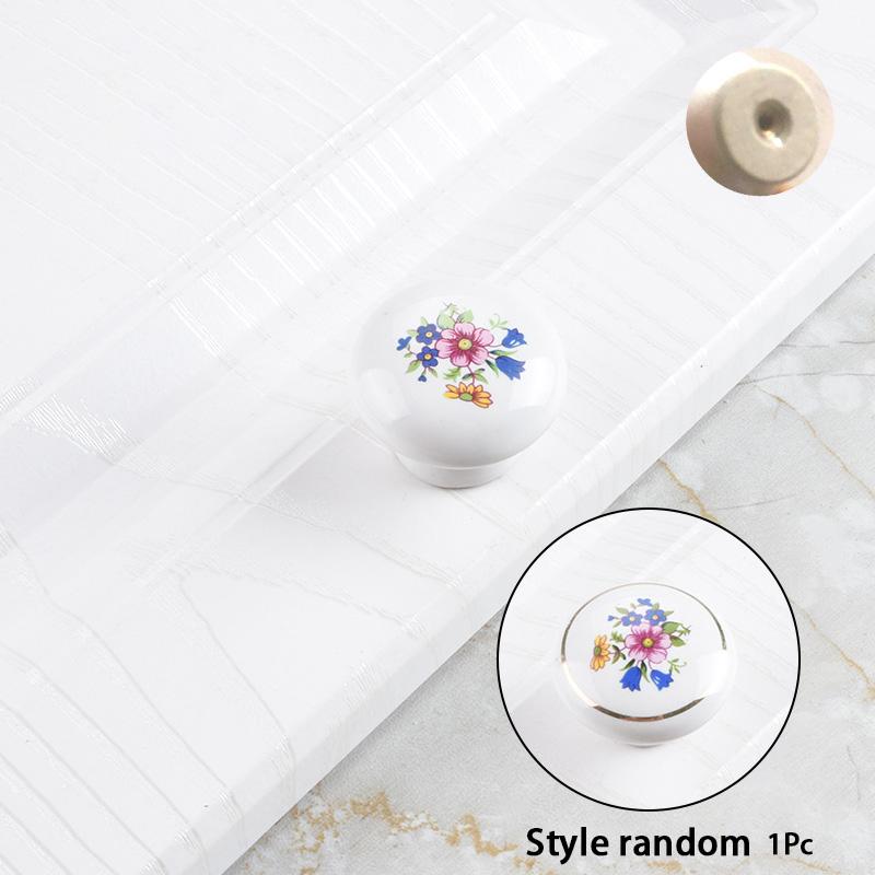 1 шт. ручка для шкафа в европейском стиле, керамическая ручка, винтажный синий цветок, одно отверстие, ручки для шкафа, ручки для ящиков шкафа
