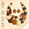 Bohemian Style Wooden Beaded Necklace Double Layer Pendant Necklace  Summer Accessories
