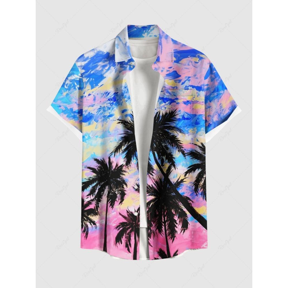 Модные мужские гавайские рубашки с 3D-принтом, рубашка с короткими рукавами и пуговицами на лацканах для лета, свободные топы, повседневная рубашка для мужчин