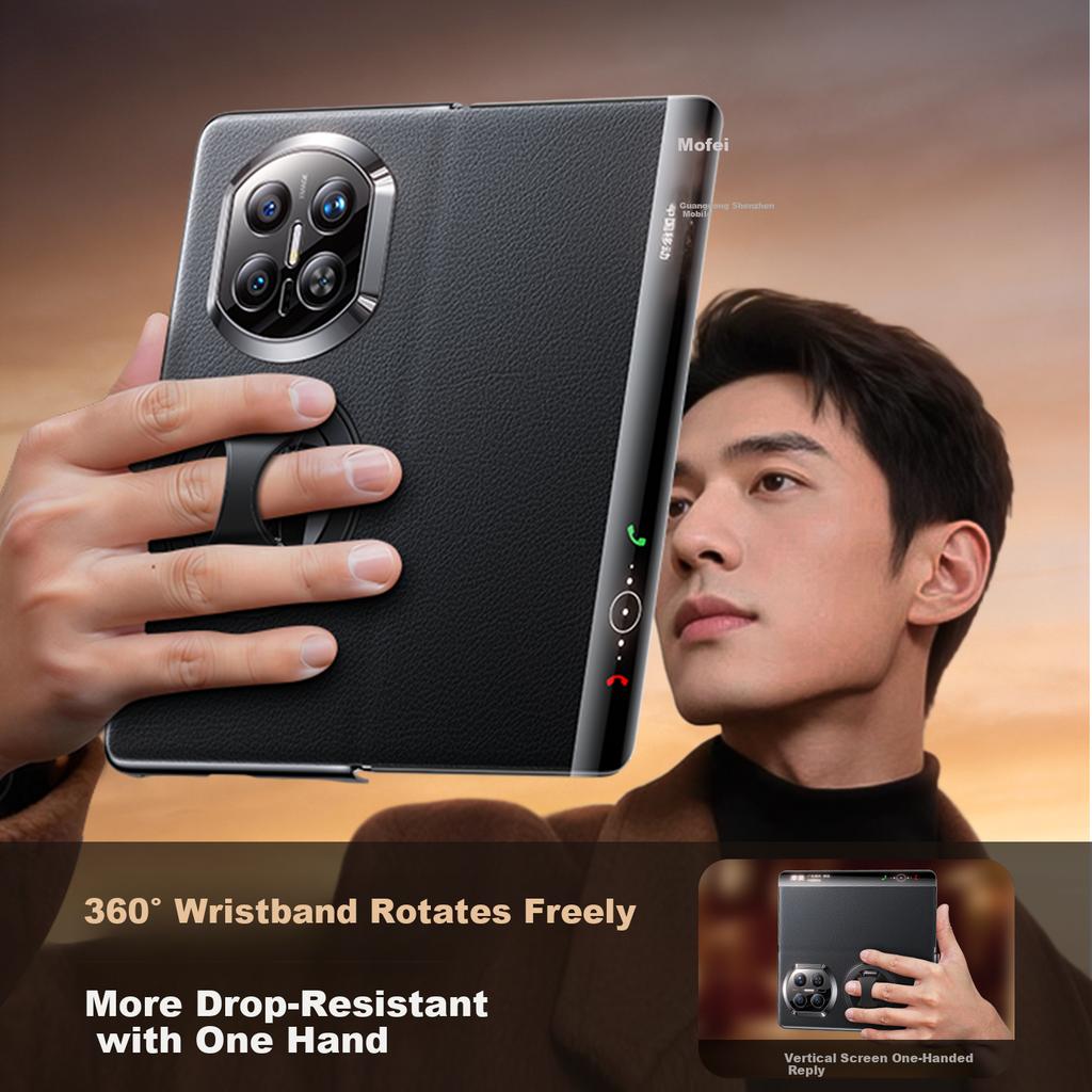 Square Full Coverage Huawei Mate X7 Phone Case X7 Collector's Edition Lens Protection Central Axis Full Coverage Magnetic Stand Flip Leathe