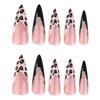 24Pcs Leopard Print Press On Nail Long False Nail French Tip Glossy Artificial Nail Full Cover Stick on Nail