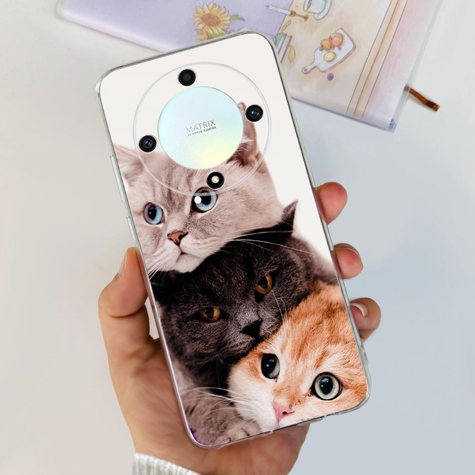For Honor X9b 5G Case ALI-NX1 Cute Cat Butterfly Painted Cover Soft Silicone Phone Cases For Honor X9b X 9b HonorX9b Soft Fundas