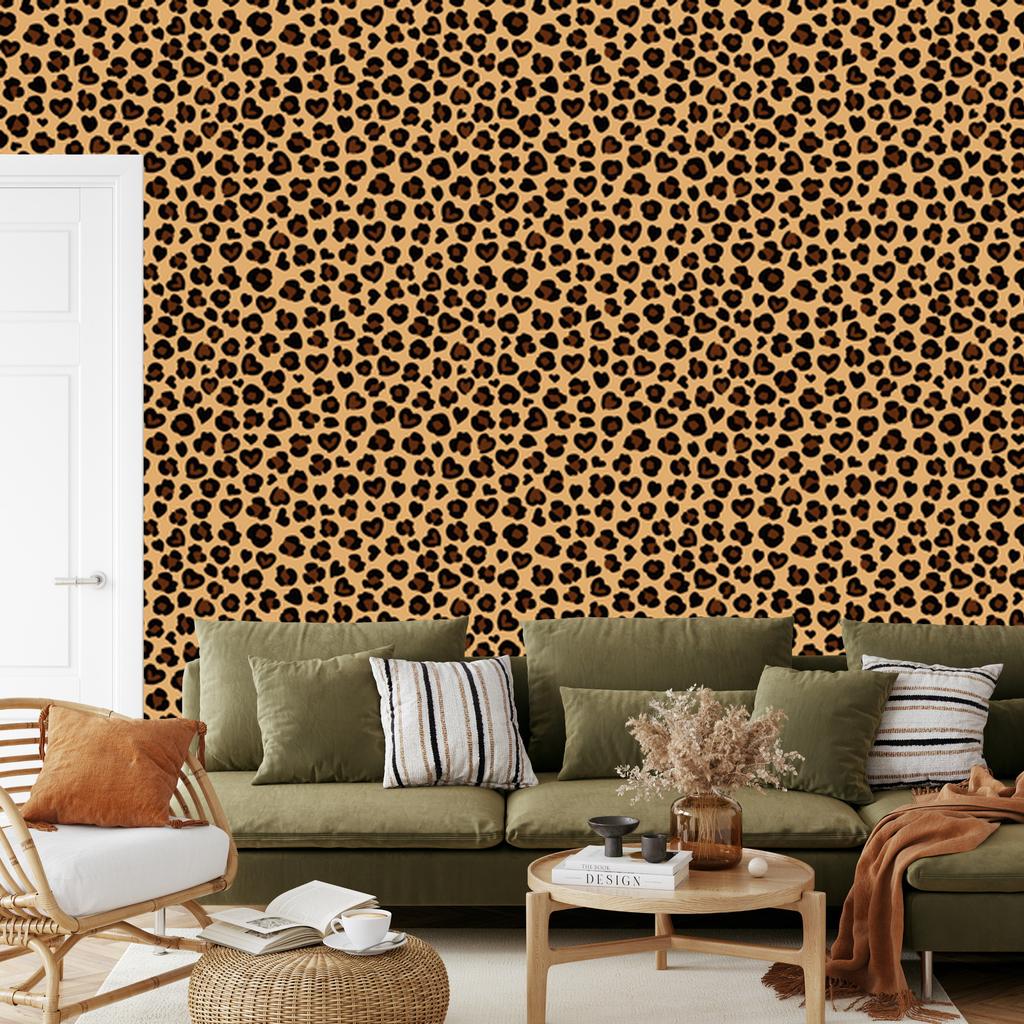 Animal Skin Wallpaper Gold, Ochre, Rust and Black 50x1000
