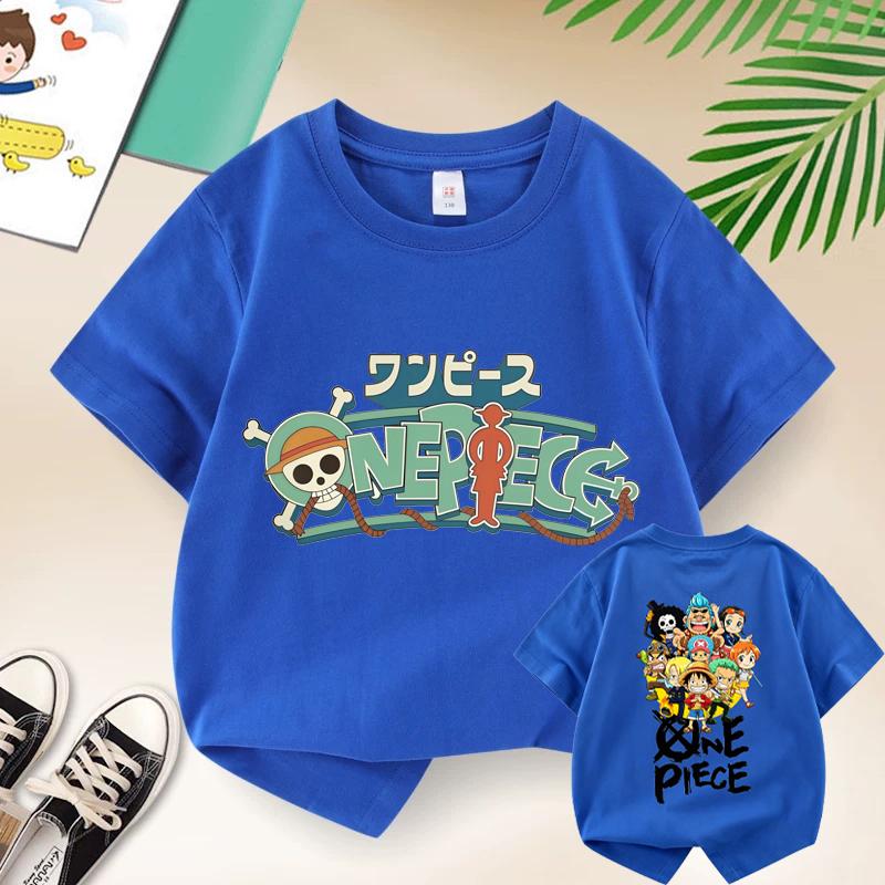 Summer Kids TShirt One Piece AnimeThemed Pure Cotton Printed Tee Cute Casual Style for BoysGirlsPerfect ForGiftingandTravel