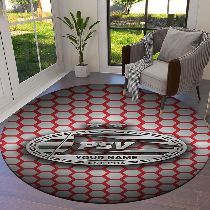 Philips Sport Vereniging Custom Name Round Area Rug,Carpet Rug for Living Room Bedroom Sofa Playroom Decor,Non-slip Floor Mat