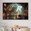 One piece of steampunk-themed backdrop cloth with a retro industrial theme made of durable polyester fabric.