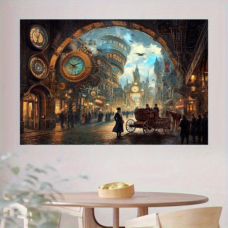 One piece of steampunk-themed backdrop cloth with a retro industrial theme made of durable polyester fabric.