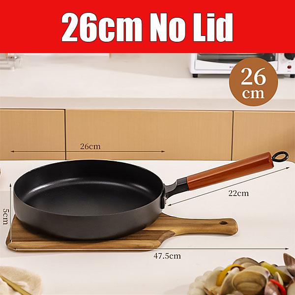 26cm Frying Pan Non-coating Cast Iron Skillet Nonstick Steak Omelette Cooking Pot Flat Bottom Wok Pan Gas Stove Induction Cooker