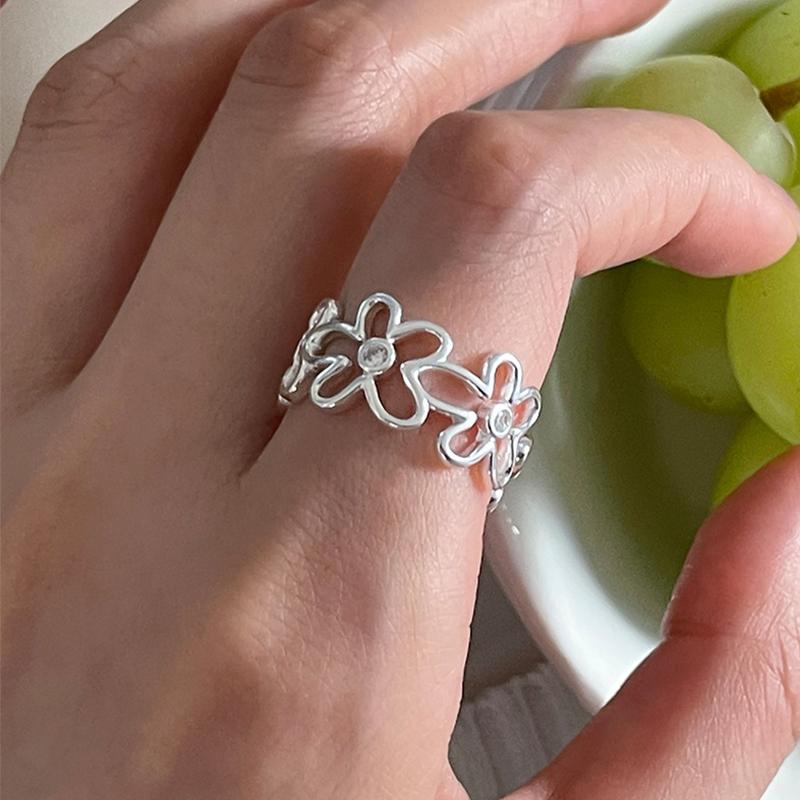 foxanry Кольцо с геометрическим узором и полым цветком для женщин и девочек, модные индивидуальные креативные украшения на день рождения, аксессуары, подарки