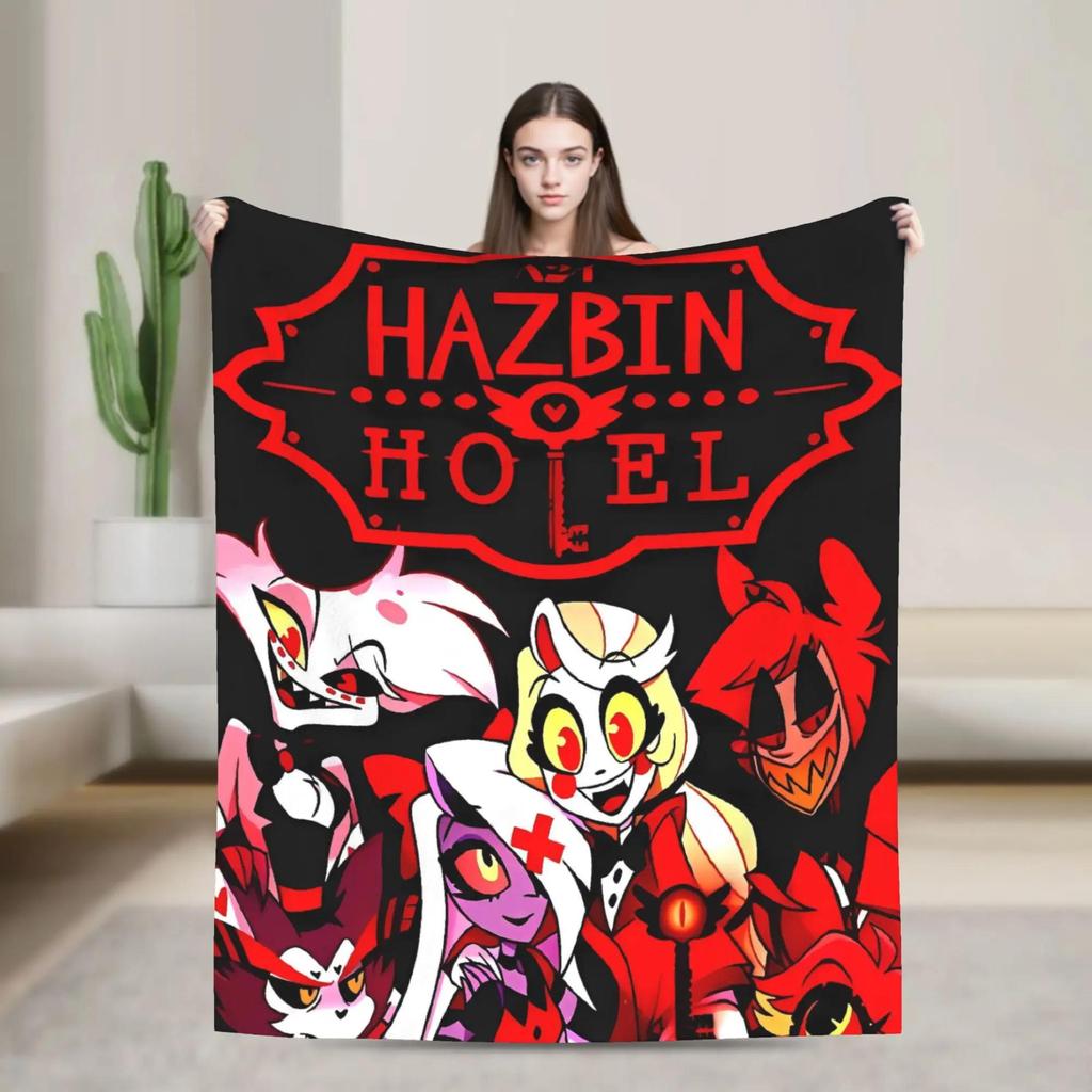 VOX HHazbin Hotel Alastor Game Blanket Warm Soft Plush Throw for Outdoor Travel Flannel Bedspread Cover
