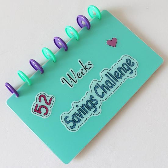 52 Week Saving Challenge Binder with Clear Cash Envelope Reusable 8 Holes Binder Budget Book Planner Money Organizer Album