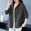 Thick Knitted Hooded Cardigan for Middle-aged and Elderly Women In Short  Length