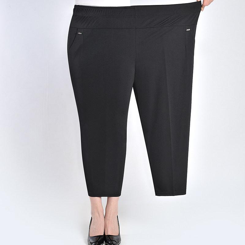XL-8XL летние брюки для мам из ледяного шелка, брюки для пожилых женщин, свободные брюки для бабушки, большие