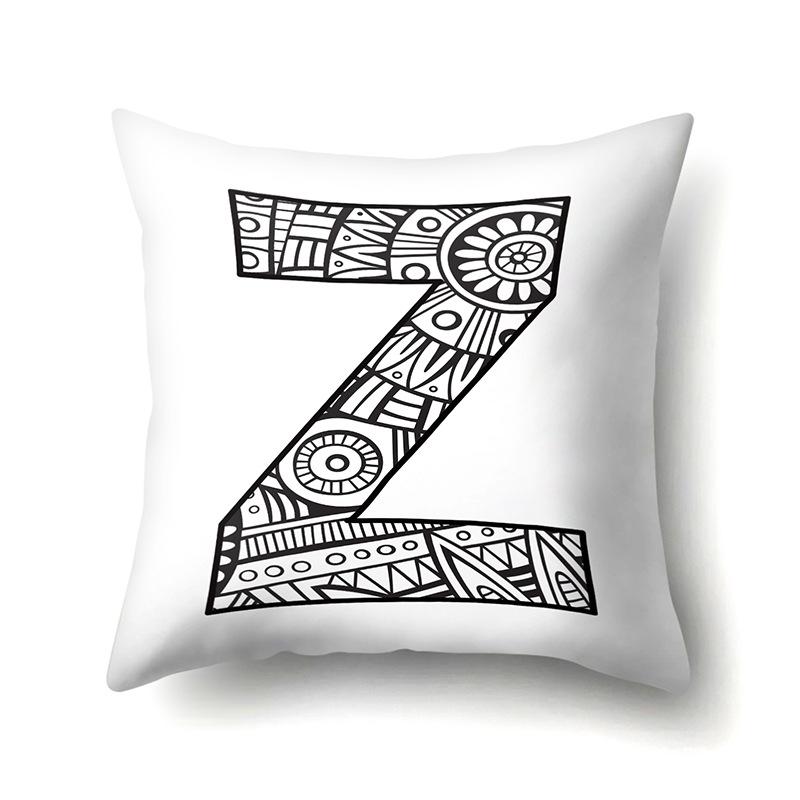 Полиэстеровая наволочка Рисунок карандашом Геометрический декоративный принт 26 английских букв Наволочка для подушки Простой