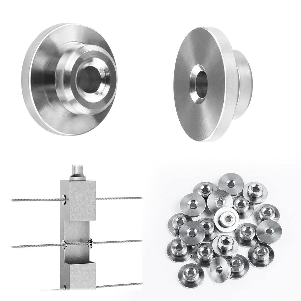 Muzata 40 Pack 1/8" Level Wheel Cable Railing Grommets ONLY for Level 1/8" Wire Rope T316 Stainless Steel Protector Sleeves Deck Cable Railing