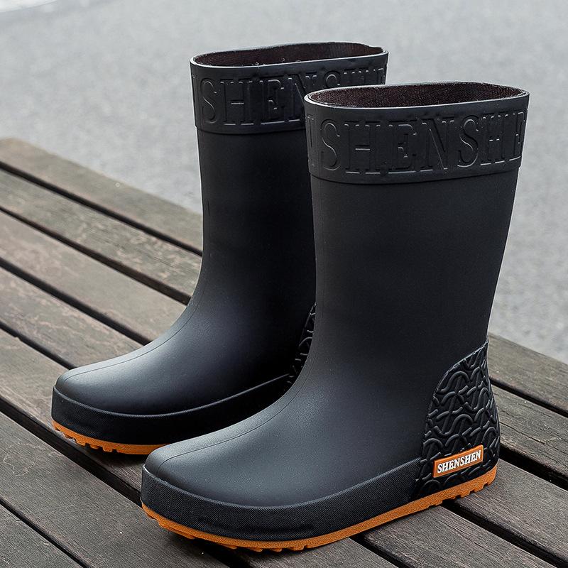 Women's Mid-tube Rain Boots Rubber Boots Warm Overshoes Waterproof Outdoor Non-slip Wear-resistant Fashion All-match Rain Boots