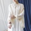 Women Chinese Style Shirts Stand Long Sleeve Button Tops Autumn Solid Color Vintage Women Blouses
