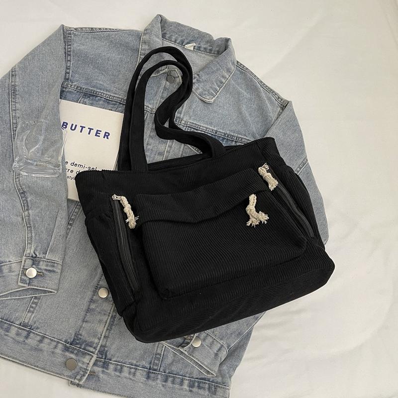 Вельветовая сумка-тоут женская сумка для поездок на работу, большая вместимость, сумка через плечо