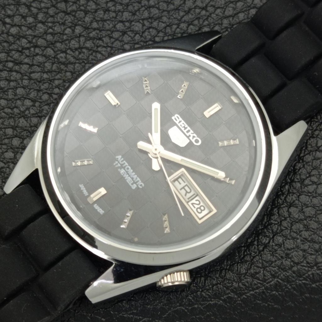 REFURBISHED JAPAN MADE SEIKO 5 AUTOMATIC MENS WATCH BLACK DIAL CUSTOM A440112-2 QV90-a440112