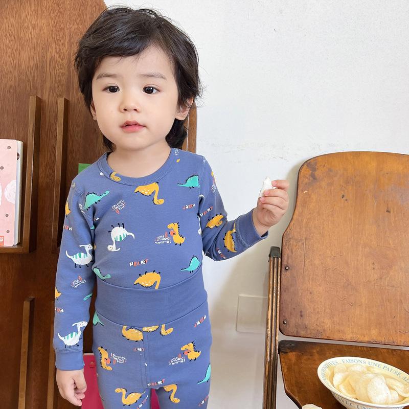 Детский комплект нижнего белья из хлопка с высокой талией для мальчиков и девочек, бесшовный домашний костюм для защиты живота