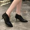 Модная женская обувь 2024 Новые женские туфли Повседневные туфли-лодочки Короткие ботинки Сексуальные высокие каблуки Заостренные V-образные вырезы Женское платье Дышащая обувь