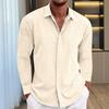 Осень-весна Мужская рубашка на пуговицах с отложным воротником Кардиган с длинными рукавами Свободный средней длины Повседневная одежда Офисный деловой топ