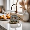Fruit Pattern Ceramic Coffee Cup & Saucer Set, Aesthetic Breakfast Mug, New Arrival High-end Drinkware