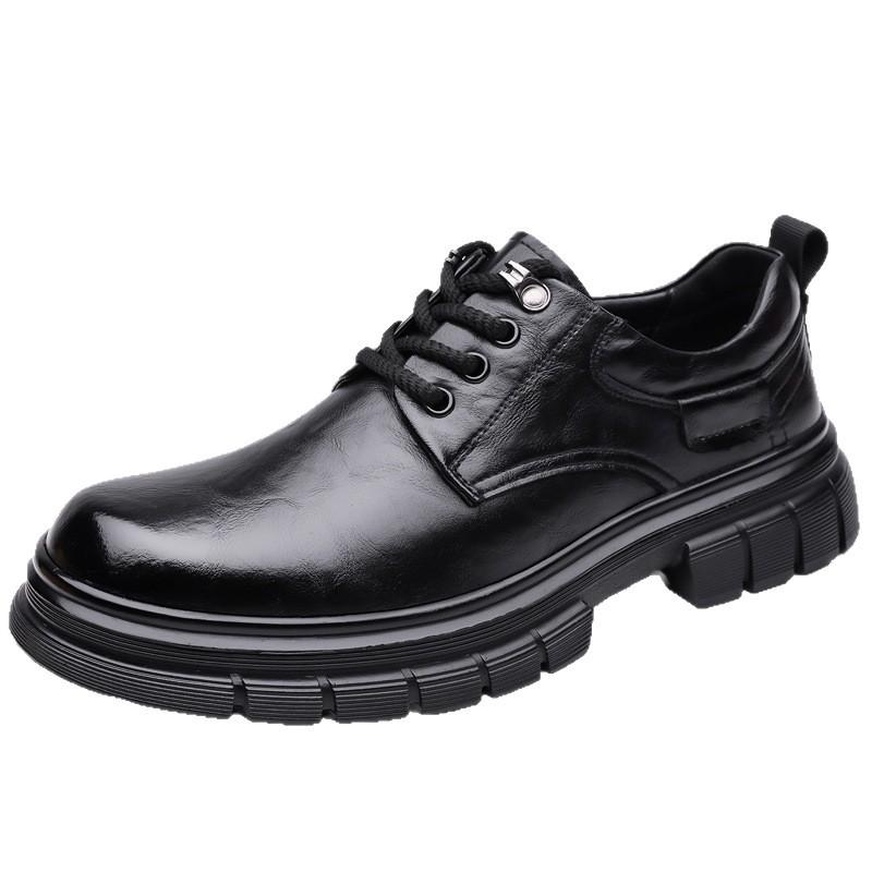 Autumn New Hand-scratched Men's Shoes Cowhide Big Head Low-top Martin Shoes Platform Business Leather Shoes