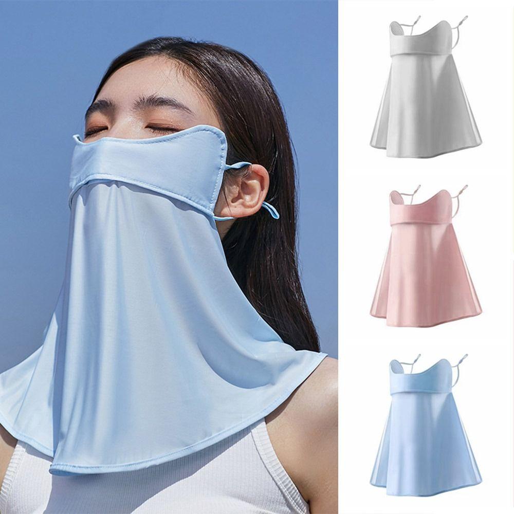 Anti UV Ice Silk Face Cover UPF 50+ Neck Wrap Cover Thin Face Sunscreen Veil for Male Female