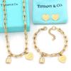 Fashion 18k Gold Bracelet Necklace Jewelry Set Stainless Steel High-End Women's Jewelry Set
