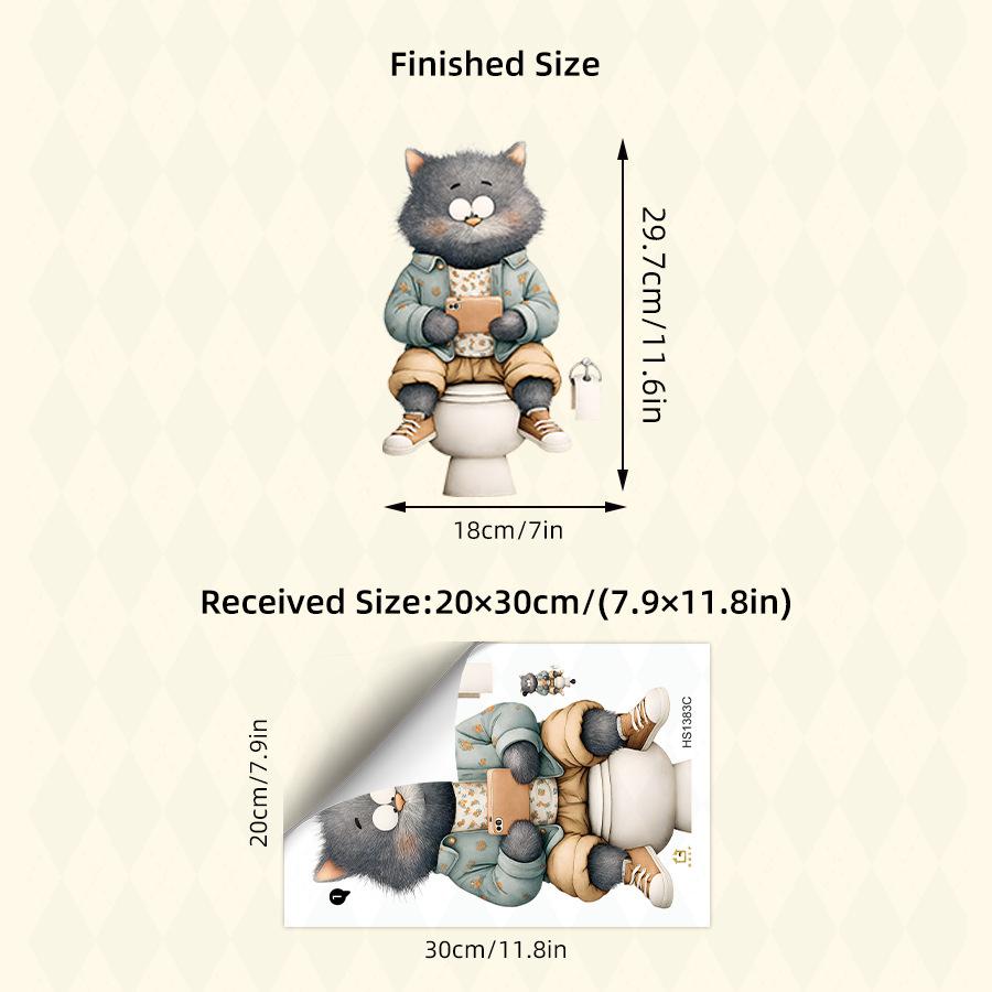 Креативная реалистичная 3D наклейка на унитаз с милым котом Vision, забавная наклейка с изображением животных для ванной комнаты, декор крышки унитаза, самоклеящаяся ПВХ, водонепроницаемая картина