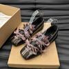 Fashion Women's Flat Shoes Autumn New Square Head Shallow Mouth Butterfly Knot Soft Sole Anti-slip Wear-resistant Single Shoes