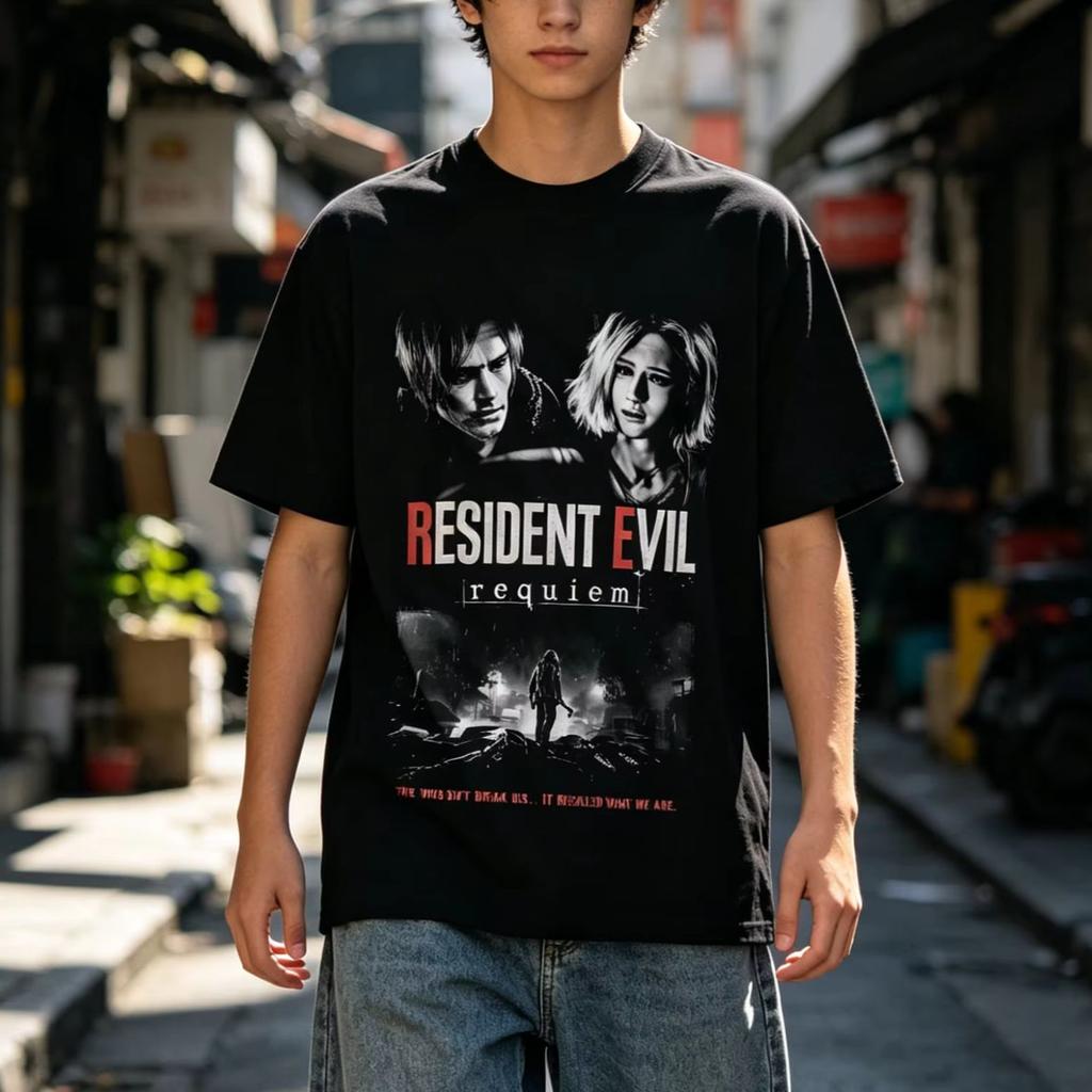 Resident Evil Requiem Leon Jill Graphics Men T Shirt Women Tee Boys Top Children Parent Child Cotton short sleeves kids Tshirt