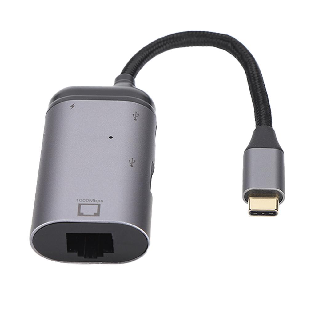 Многофункциональный адаптер 3-в-1 Type C, Type C Male на RJ45, PD, USB A Female