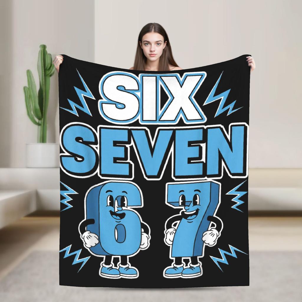 Soft Warm Blanket Children Airplane Travel Meme 6 7 Six Seven Italian Steal a Brainrot 67 Bedding Throws Flannel Bedspread
