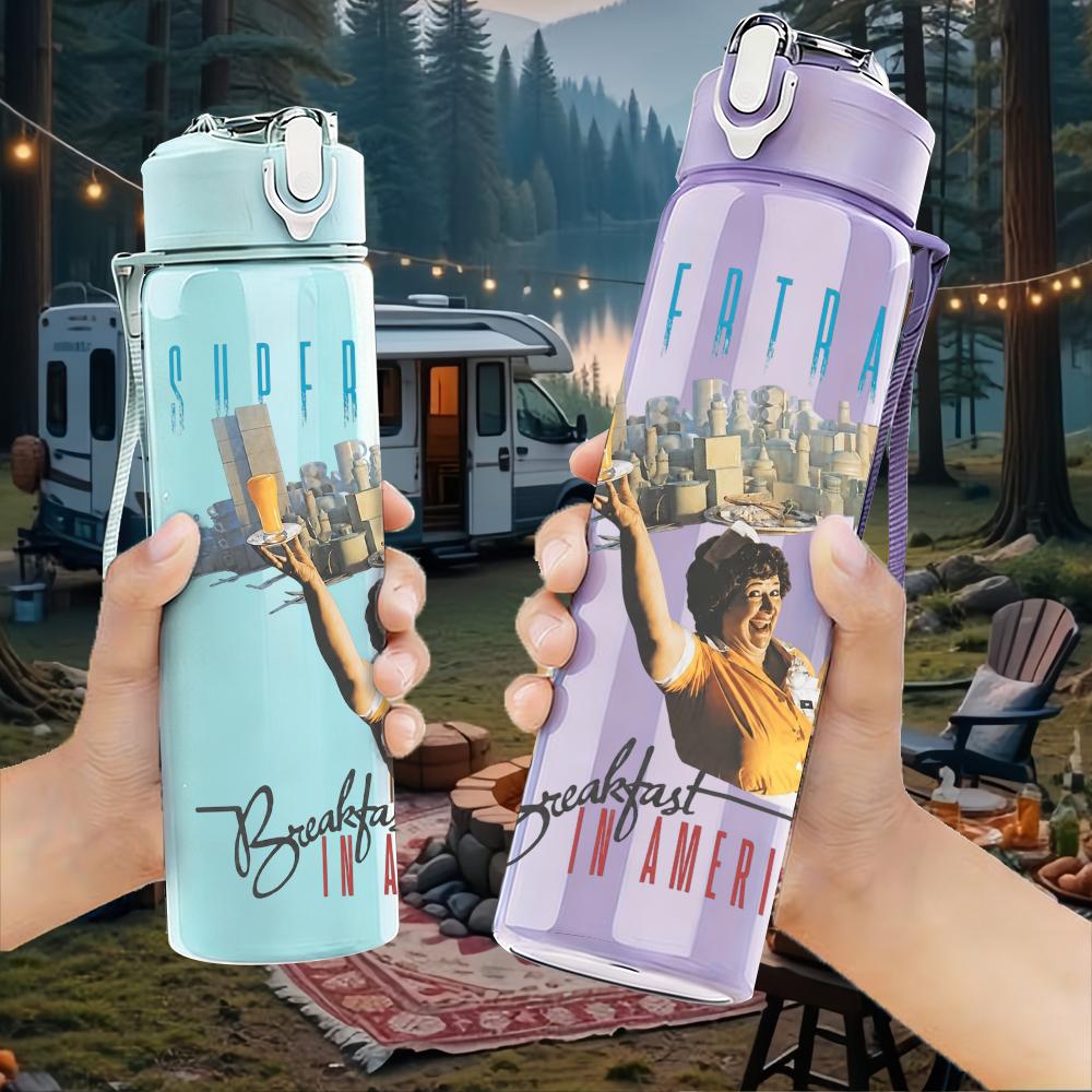 1PC Tiny Vintage Text Script Minimalist Print 750ml Portable Sports Water Bottle Leakproof Gym Outdoor Travel Drink Cup