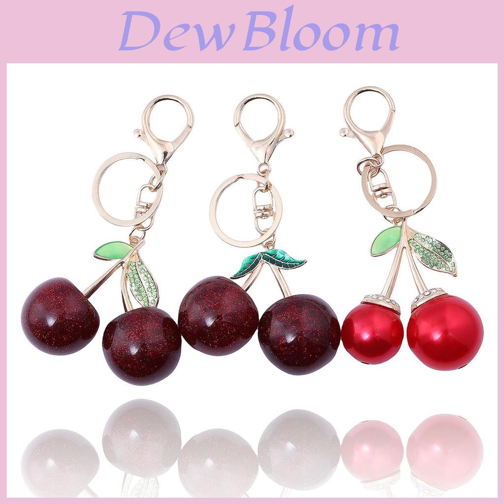 Cherry Green Leaf Bag Charm Keychain Fashion Accessories For Women