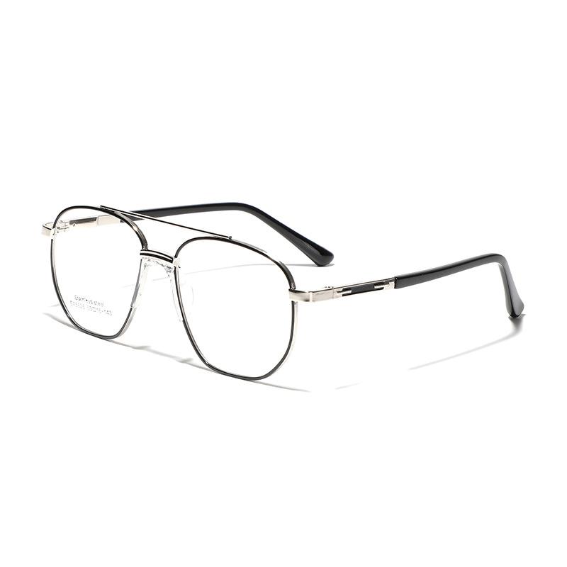 Очки с двойной балкой, квадратные, плоские, металлические очки, седловидные, с носовыми упорами, большие оправы, женские очки