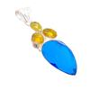 Swiss Blue Topaz, Citrine Gemstone 925 Sterling Silver Jewelry Pendant 2.56" AH-5254
