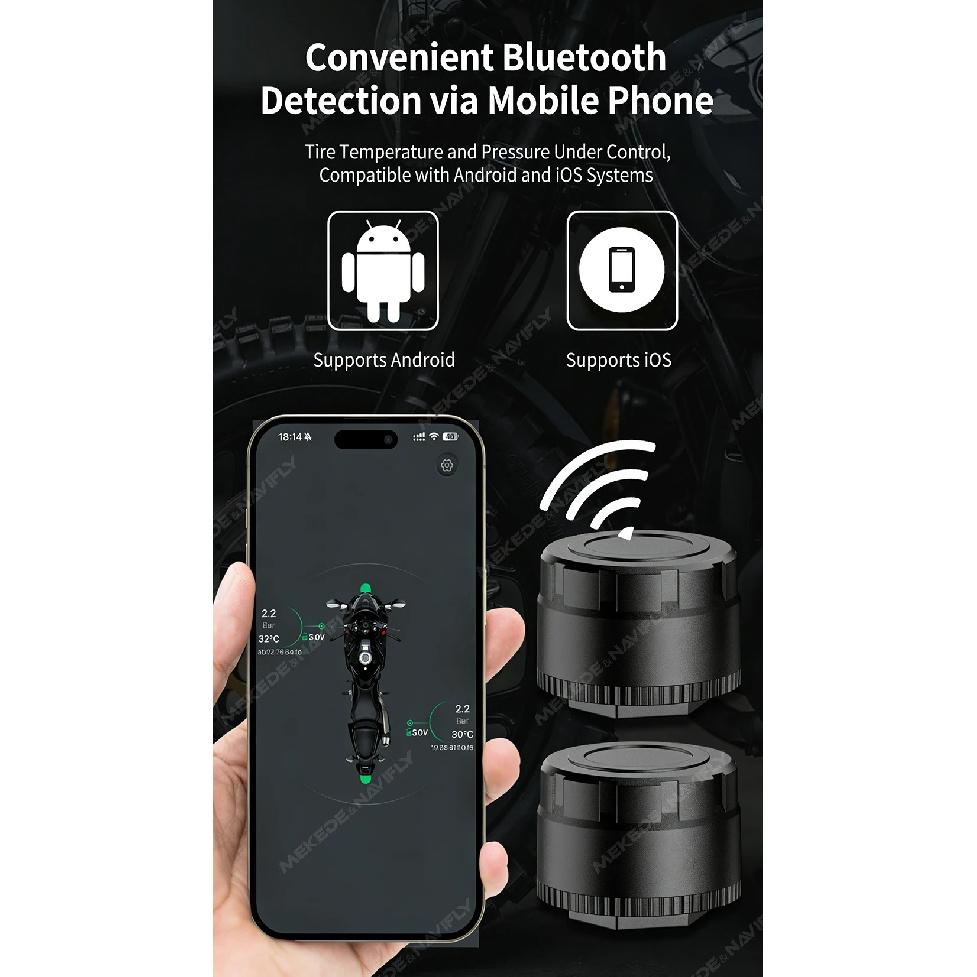 Car TPMS BT 5.4 Tire Pressure Monitoring System Connect Mobile Phone for LOS Android Motorcycle Truck Car Tyre Pressure Sensor