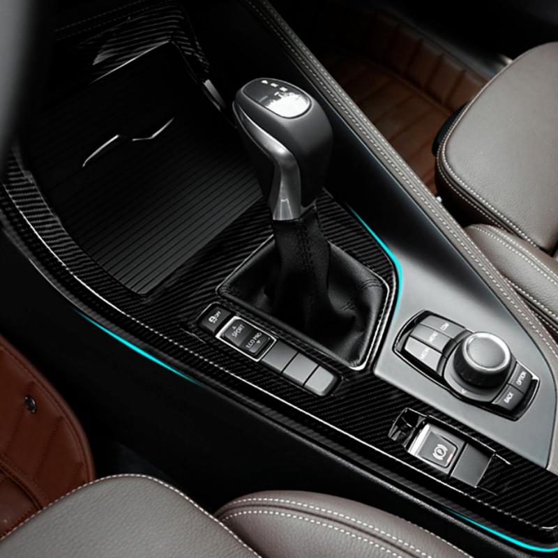 Стиль из углеродного волокна, ABS, обновленный стайлинг автомобиля, крышка панели переключения передач, накладка для BMW X1 F48 2016 2017