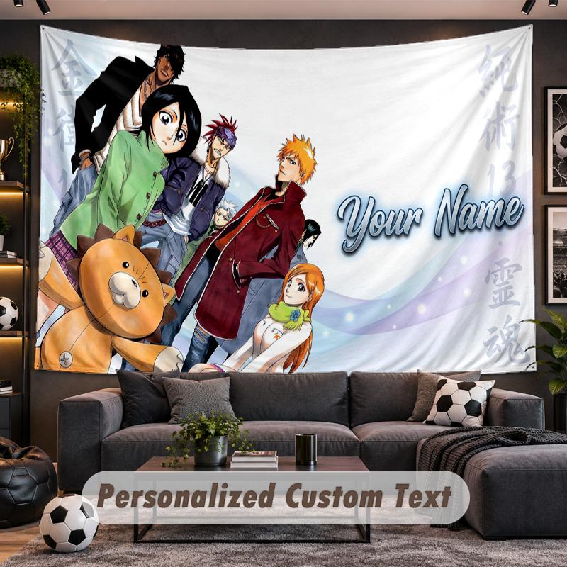 Bleach anime Personalized Tapestry Support Custom Name, Wall Art Home Decoration