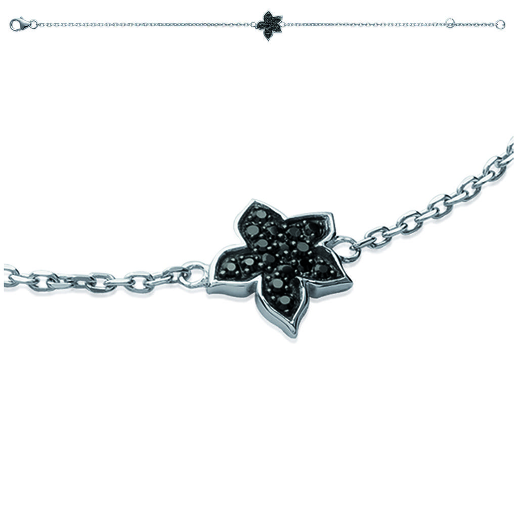 Les Trésors De Lily [I9102] - Silver Bracelet 'Flora' Black Silver (rhodium Plated) - 10 Mm