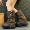 Дизайнерские высокие сапоги для женщин, плоская подошва, обувь на платформе, до колена, модные зимние женские сапоги, мотоциклетные сапоги, готические, новые, Mujer Botas