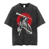 Y2k Harajuku Overlord Anime Washed T-Shirt - Men's and Women's Skull Printed Streetwear Short Sleeve
